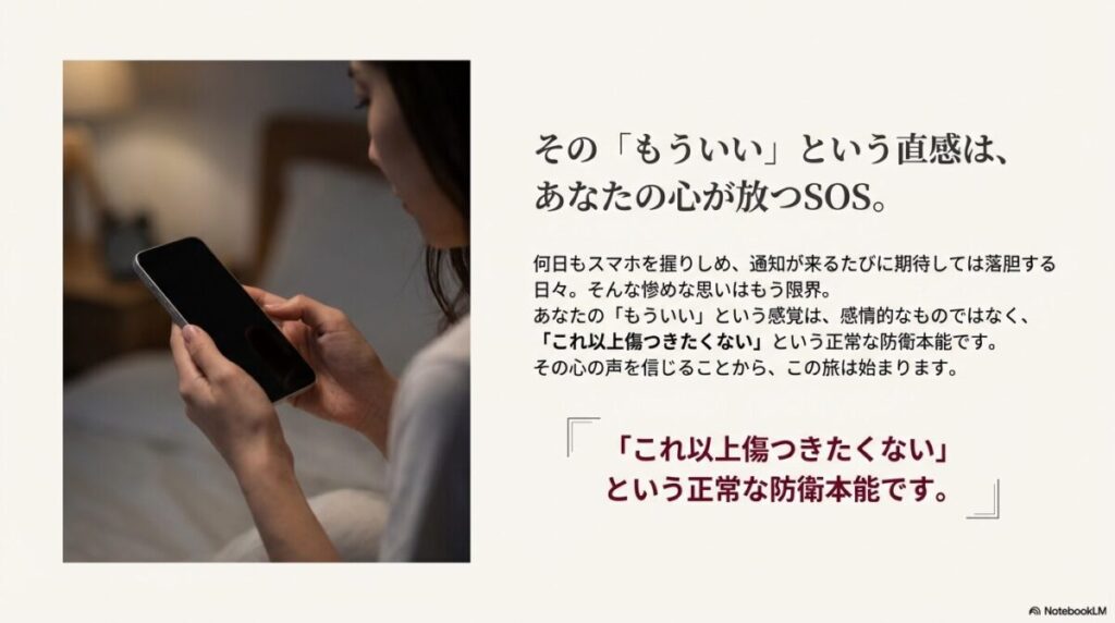 「もういい」という直感は心が発するSOSサインであり防衛本能