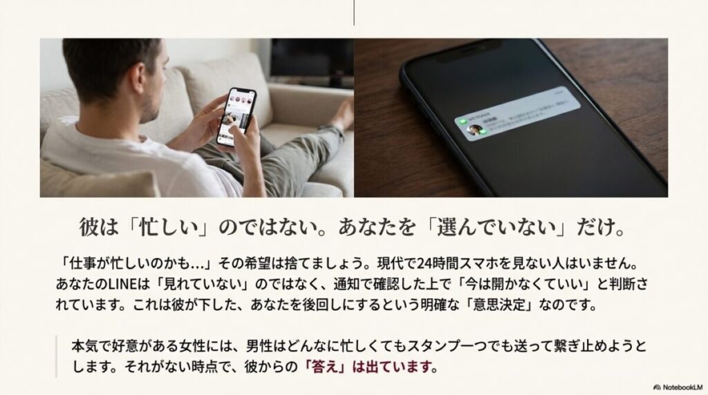 彼は忙しいのではなくあなたを選んでいないという男性心理の現実