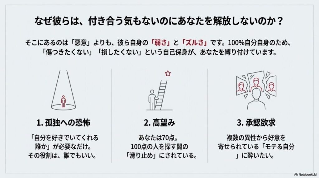 付き合う気がないのにキープする男性・女性の心理（孤独・高望み・承認欲求）