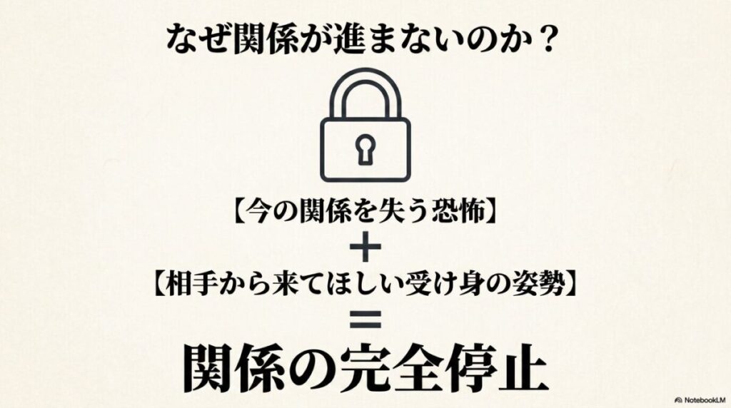 なぜ関係が進まないのか：今の関係を失う恐怖と、相手から来てほしい受け身の姿勢が合わさることで起こる関係の完全停止