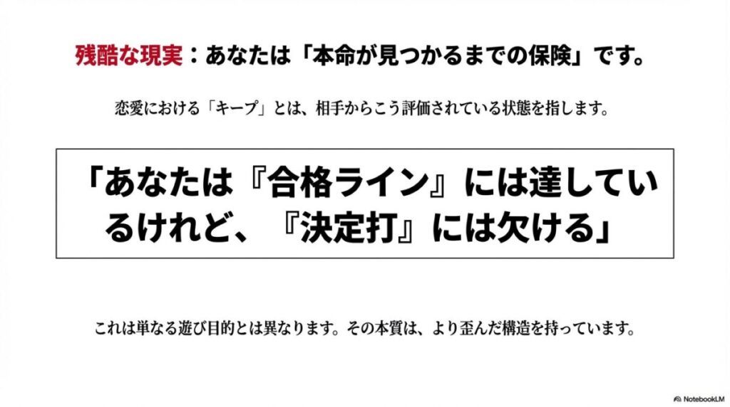 キープの本質は身体の関係ではなく好意の搾取であるという図解