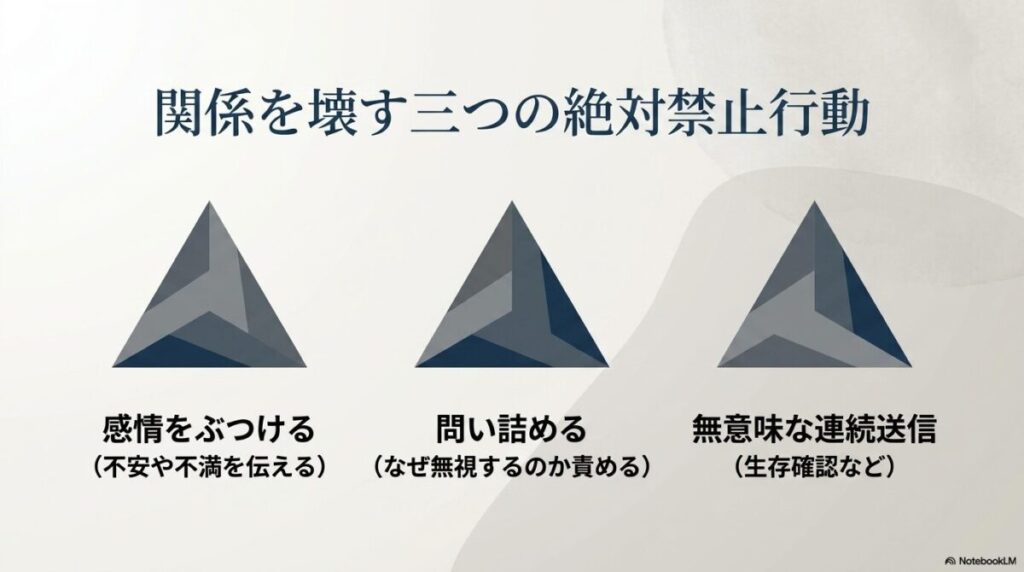感情をぶつけるなど、関係を壊す3つの絶対禁止行動
