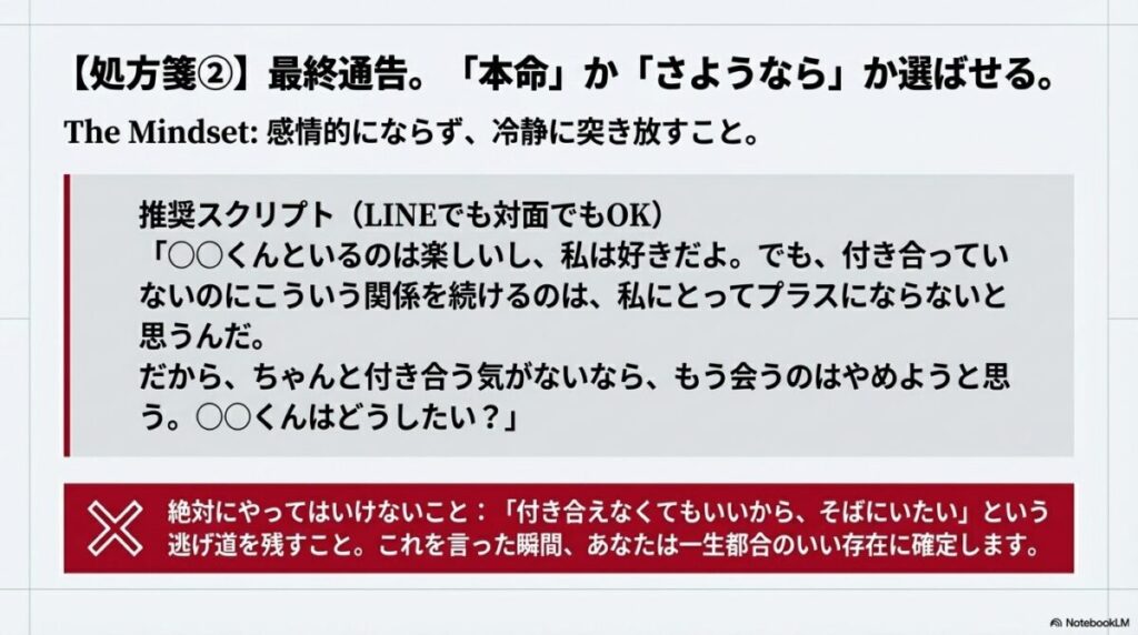 曖昧な関係を清算するための具体的なLINE・会話スクリプト例