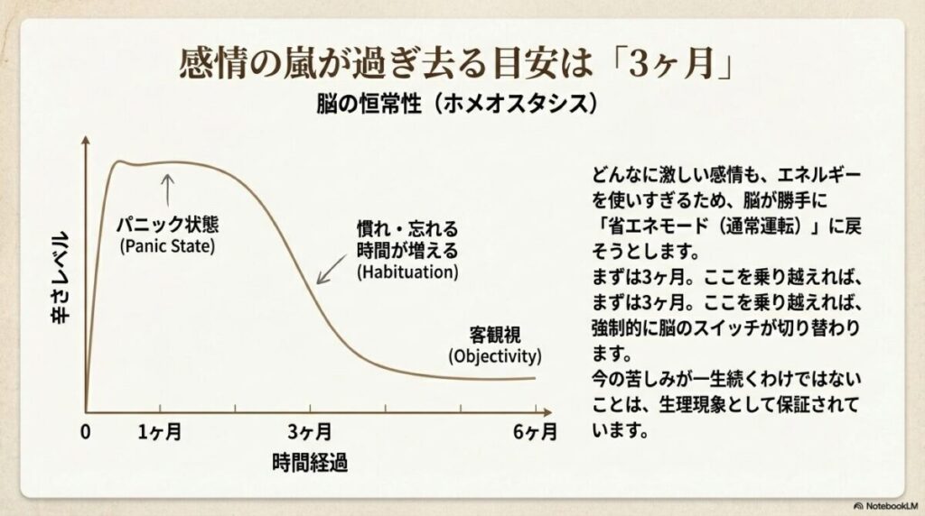 ドーパミンなどの脳内快楽物質の不足によるパニック状態の図解