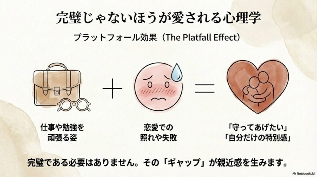 プラットフォール効果による仕事の姿と失敗のギャップ萌えの解説