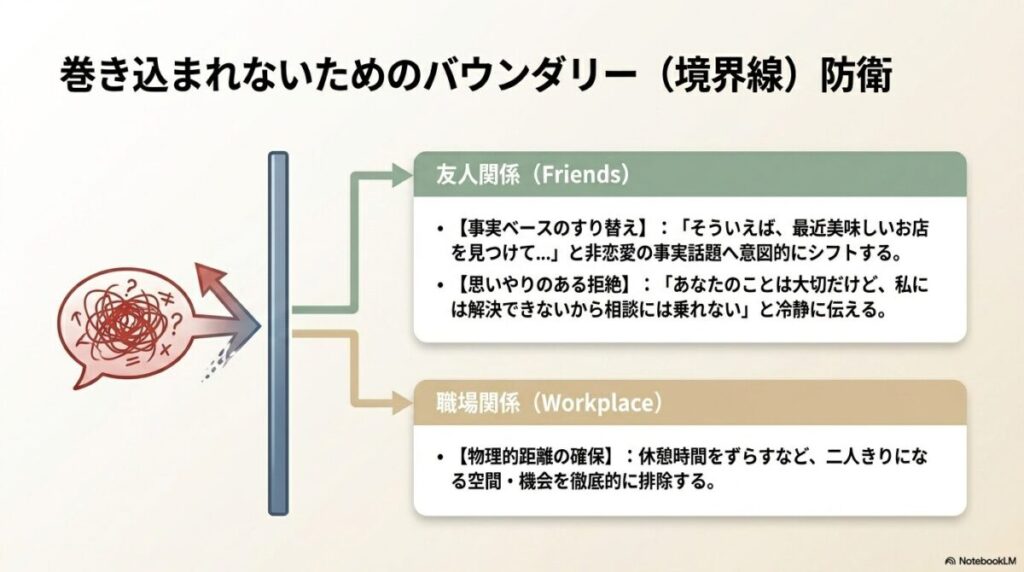 相手との適切な距離感を保ち感情的な消耗を防ぐためのバウンダリーを解説した図