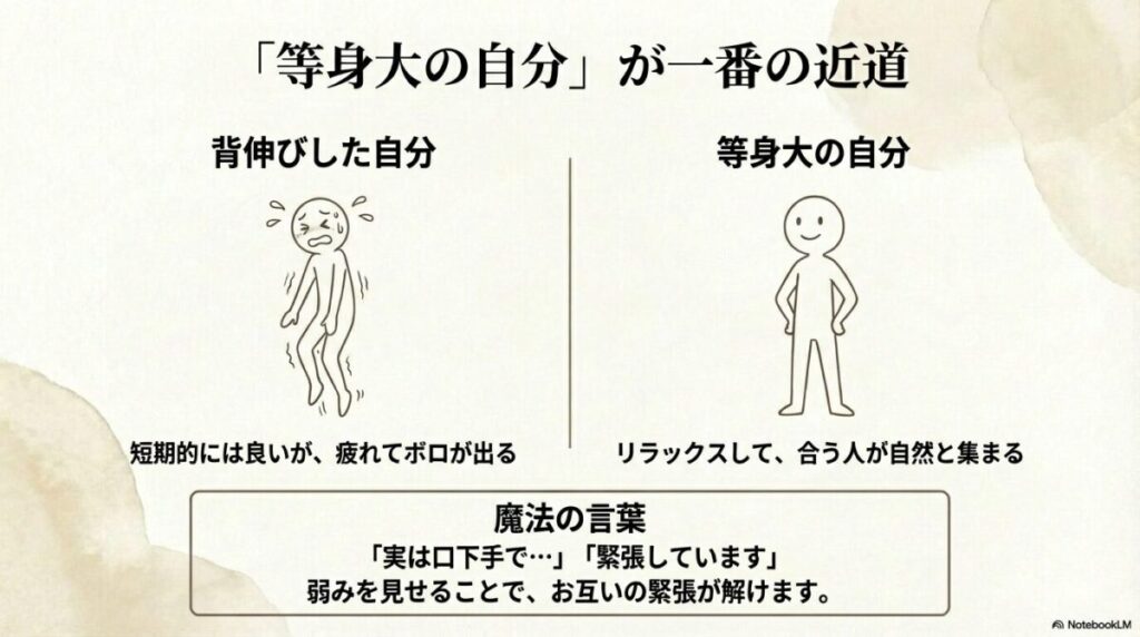 背伸びした自分と等身大の自分の比較と緊張を解く魔法の言葉