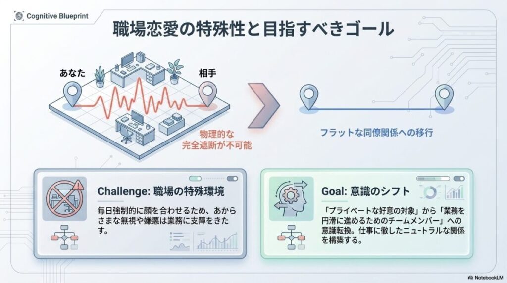 公私の境界を引いてフラットな同僚関係へ移行するための意識転換の図解