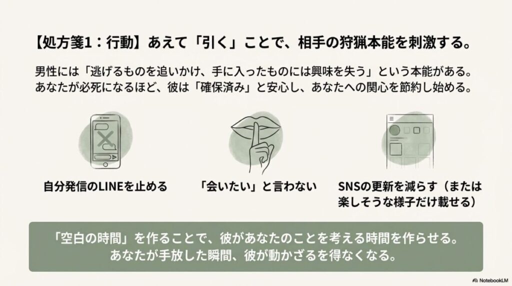 自分からのLINEやSNS更新を止めて「空白の時間」を作ることの重要性を示したスマホと唇のイラスト
