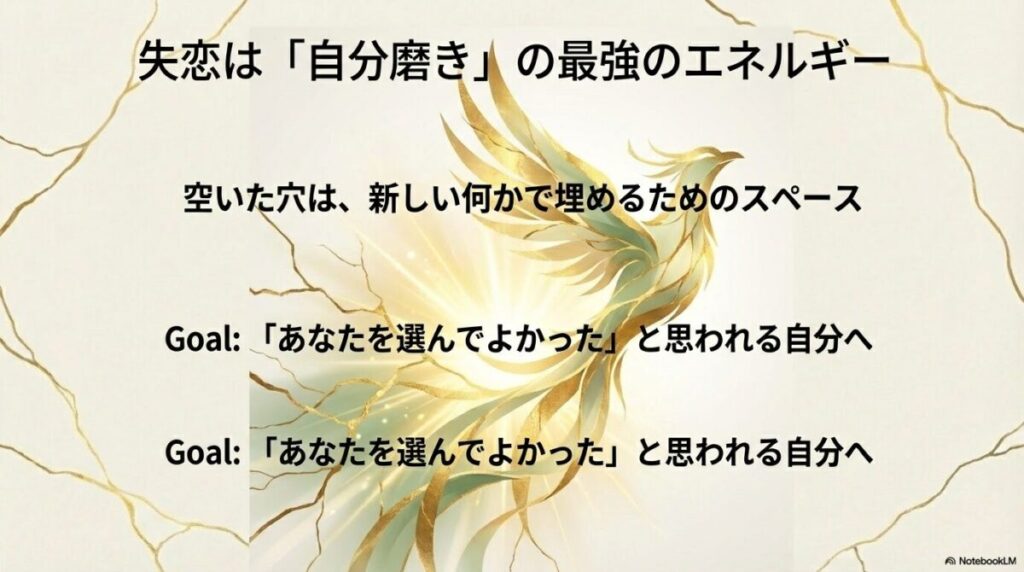 心に空いた穴を新しい何かで埋めるためのスペースと捉え、「あなたを選んでよかった」と思われる自分を目指すマインドセット