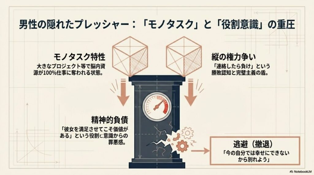 モノタスク特性、精神的負債、逃避の心理をアイコンと共に解説。