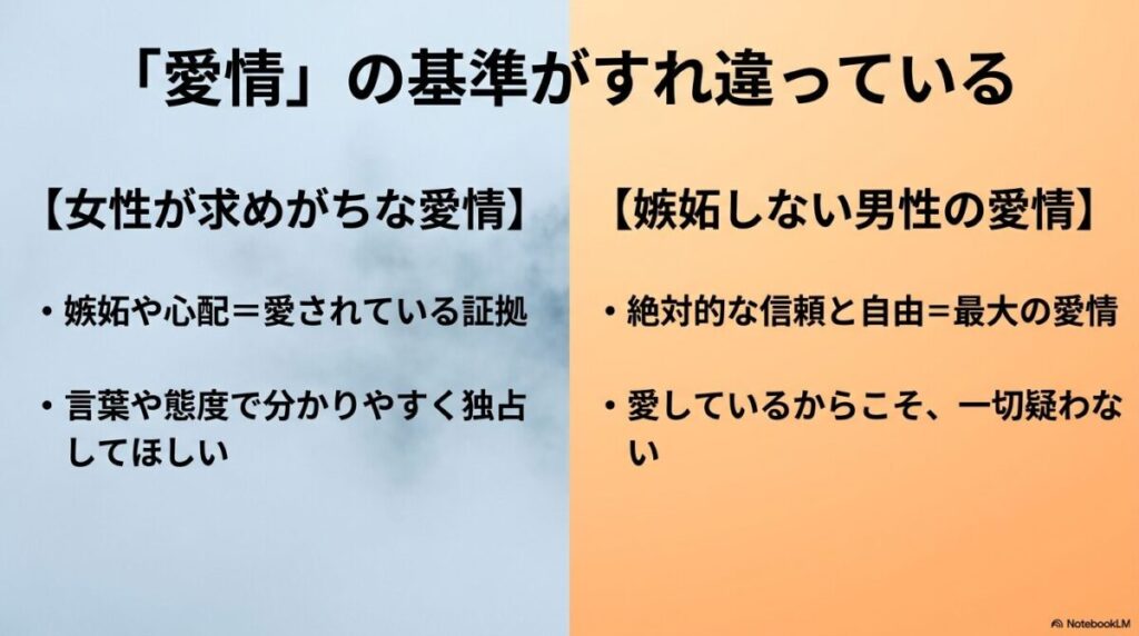 女性が求める愛情と嫉妬しない男性の愛情の基準の違い