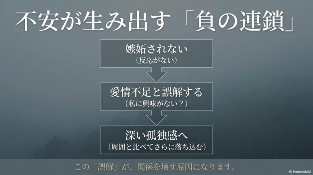 嫉妬されないことから生じる愛情不足の誤解と、深い孤独感への負の連鎖