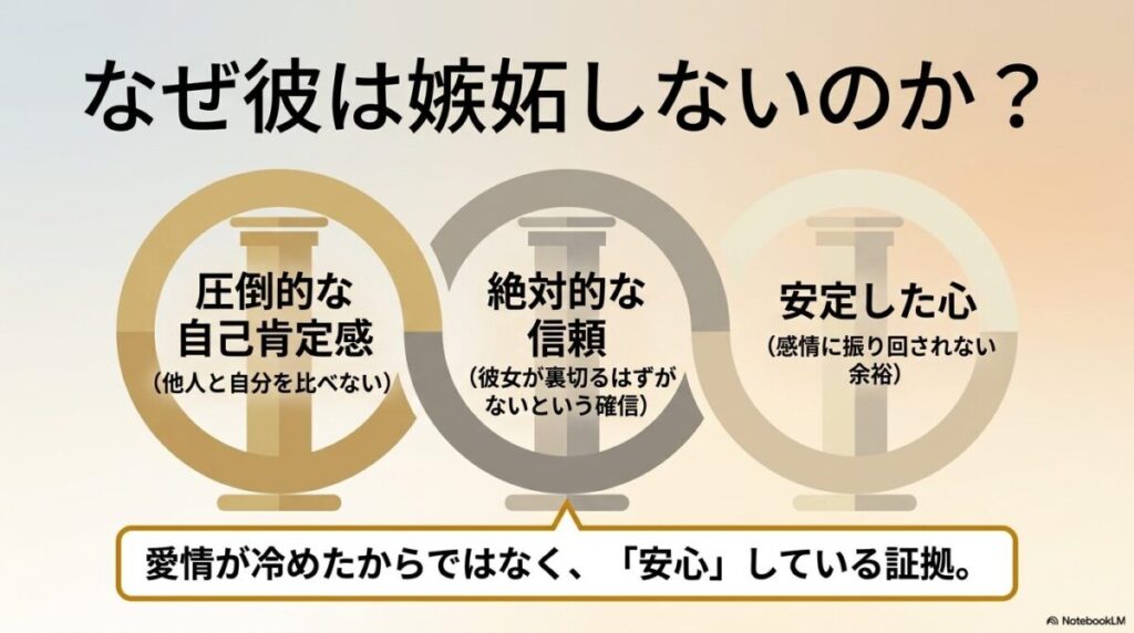 圧倒的な自己肯定感、絶対的な信頼、安定した心など、彼氏が嫉妬しない理由