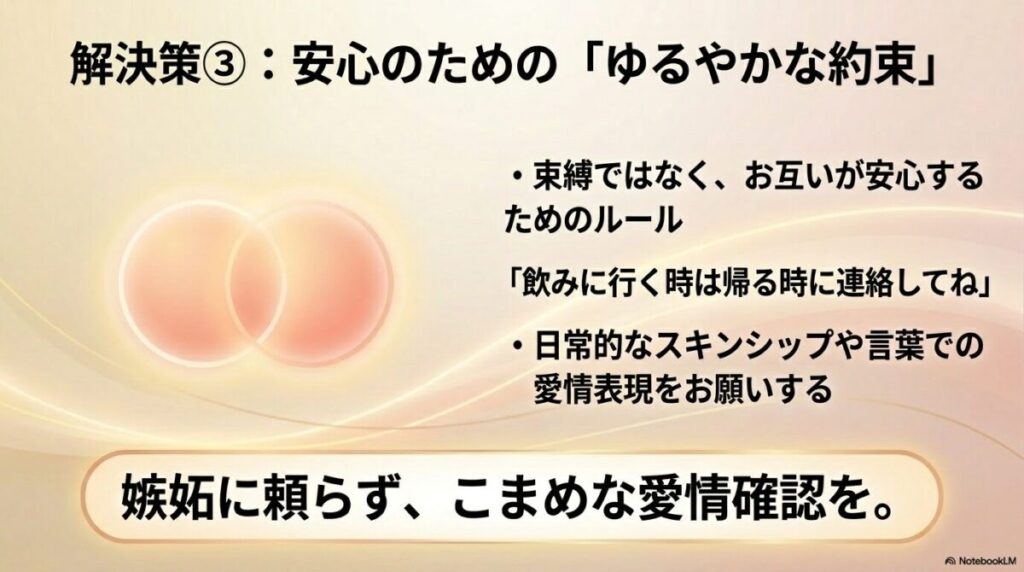 束縛ではなく、お互いが安心するためのゆるやかな約束やルールの作り方