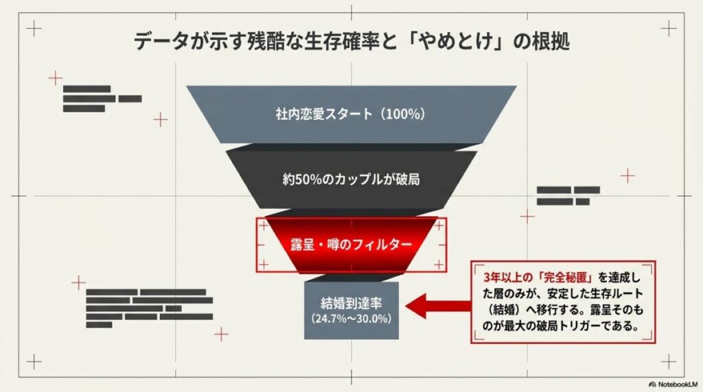 職場恋愛を避ける心理とリスク認識の構造を示した図解