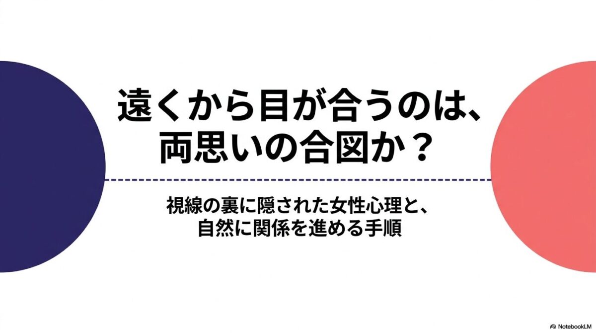 遠くから目が合うのは両思いの合図か？視線の裏に隠された女性心理と自然に関係を進める手順の表紙スライド