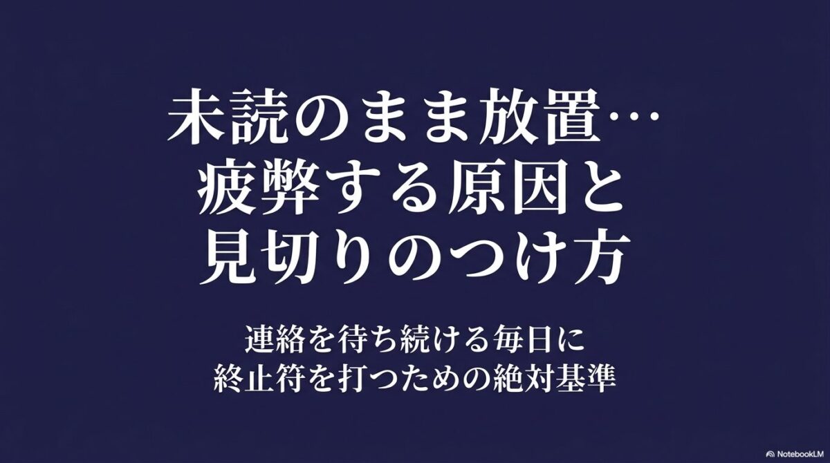 未読のまま放置…疲弊する原因と見切りのつけ方。連絡を待ち続ける毎日に終止符を打つための絶対基準。