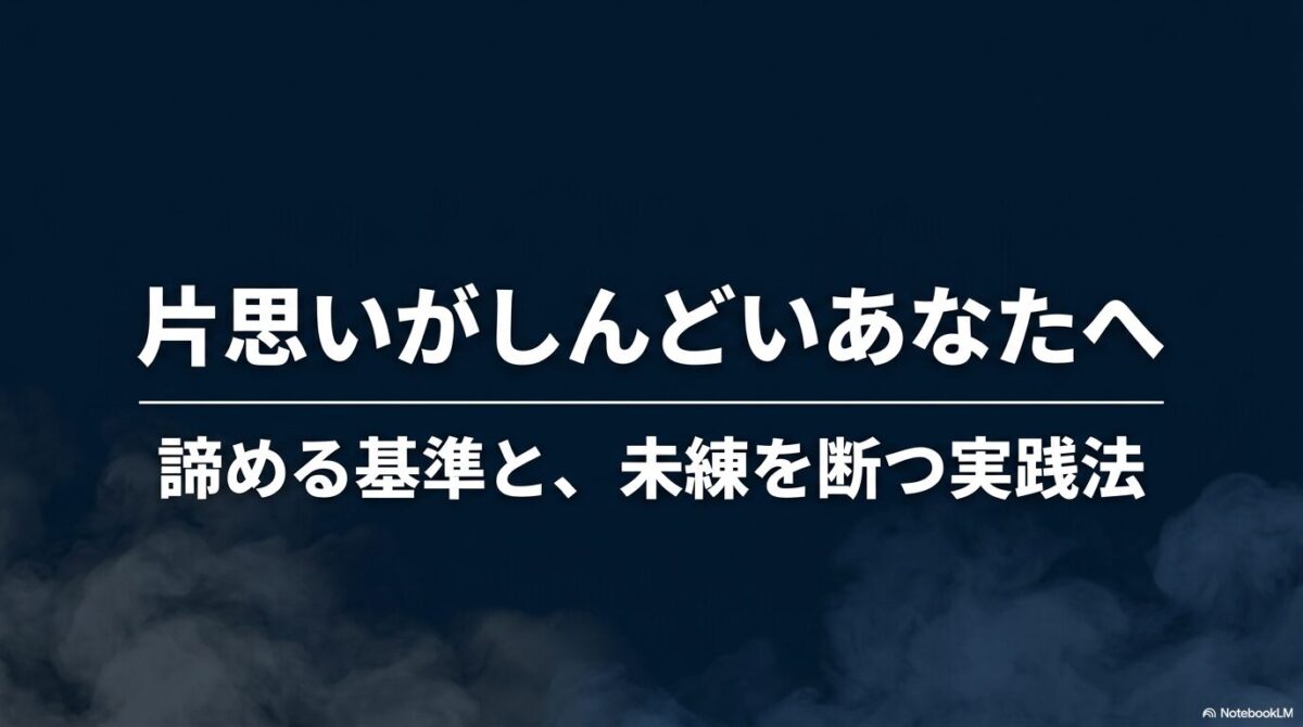 片思いがしんどいあなたへ 諦める基準と、未練を断つ実践法