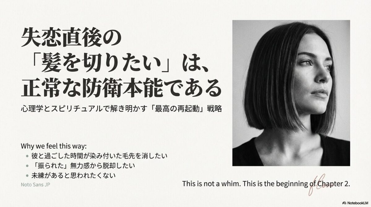 失恋直後に髪を切りたい衝動を心理学とスピリチュアルで肯定する「最高の再起動」戦略の表紙