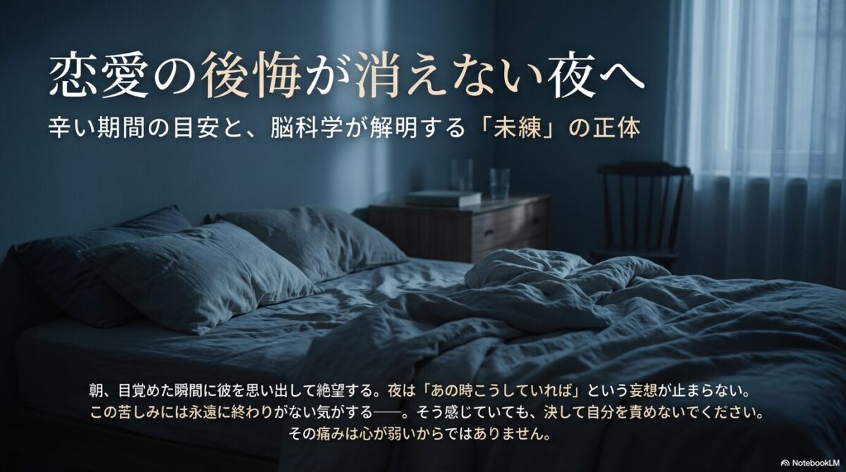 恋愛の後悔が消えない理由と脳科学的アプローチの解説スライド表紙