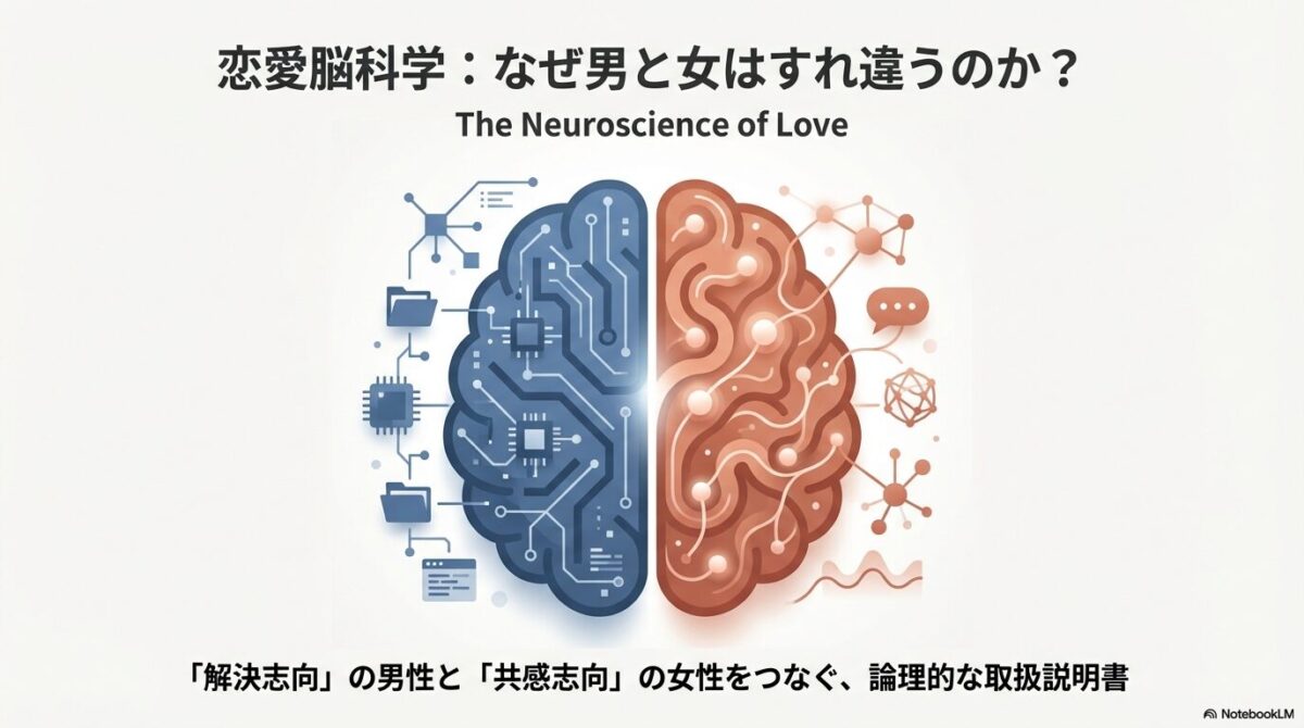 男性の「解決志向」脳と女性の「共感志向」脳の違いを論理的に解説する「恋愛の取扱説明書」の表紙イメージ画像
