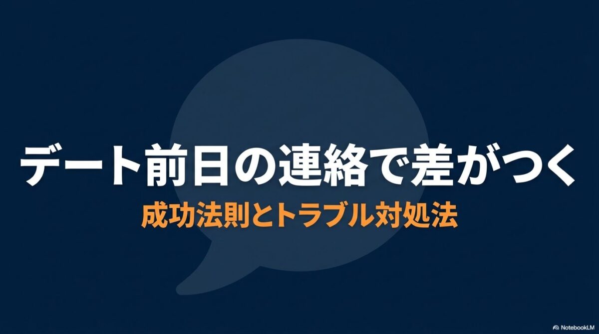 デート前日の連絡で差がつく成功法則とトラブル対処法のタイトルスライド