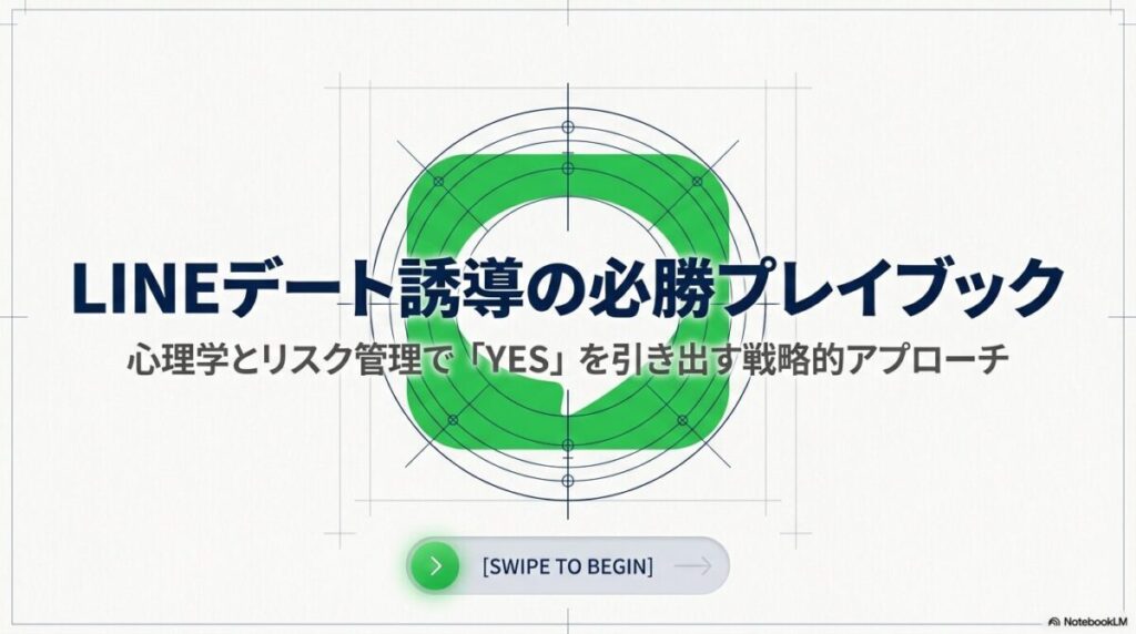 スマートフォンとLINEアイコンのイラスト。心理学とリスク管理でYESを引き出す戦略的アプローチという表紙タイトル。