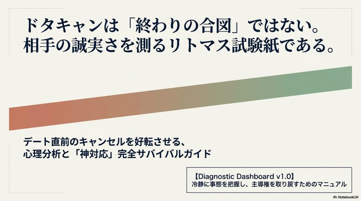 デートのドタキャンをチャンスに変える神対応完全ガイドの表紙スライド