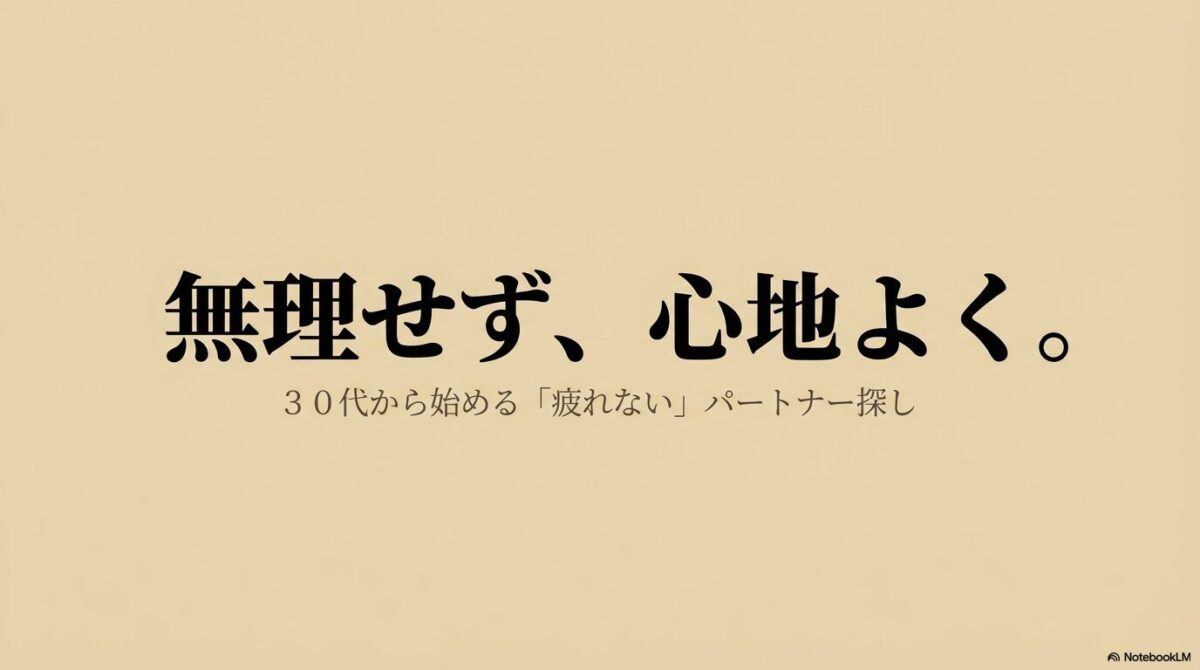 無理せず心地よく30代から始める疲れないパートナー探しのイメージ