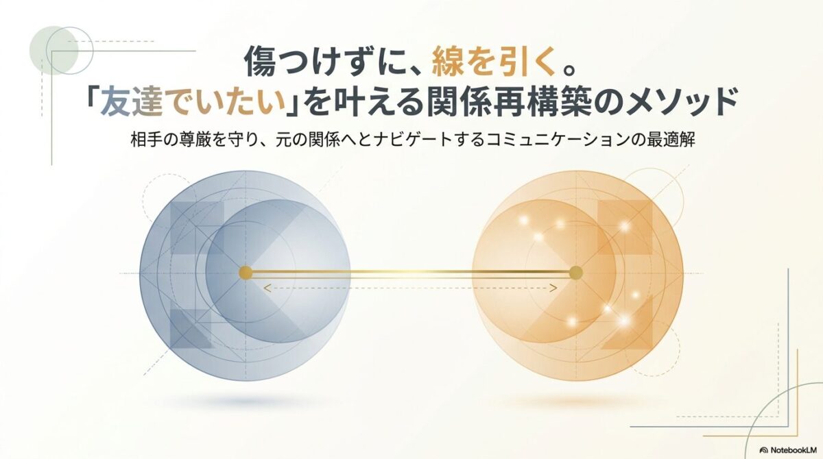 傷つけずに線を引く。「友達でいたい」を叶える関係再構築のメソッドのタイトルスライド
